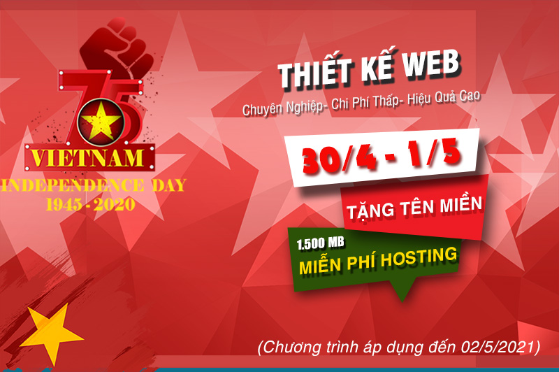 Thiết kế website tặng tên miền, miễn phí hosting 12 tháng